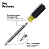 Klein Tools 32500 11-in-1 Screwdriver/Nut Driver Set, 8 Bits (Phillips, Slotted, Torx, Square), 3 Nut Driver Sizes, Cushion Grip Handle