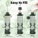 Squirrel Proof Bird Feeder,Metal Mesh Bird Feeders for Outdoors Hanging,Gravity Protection Squirrel Proof Wild Bird Feeders with Finch Cardinal Chickadee,3LB Large Capacity,Green