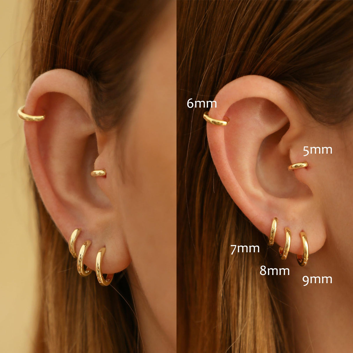 925 Sterling Silver Small Gold Hoop Earrings for Women Men,18K Gold Plated Hinge Huggie Hoop Earrings fit Cartilage, Helix, Tragus, Sung, Earlobe Lightweight Hypoallergenic Earrings (1 Pair - 7mm)
