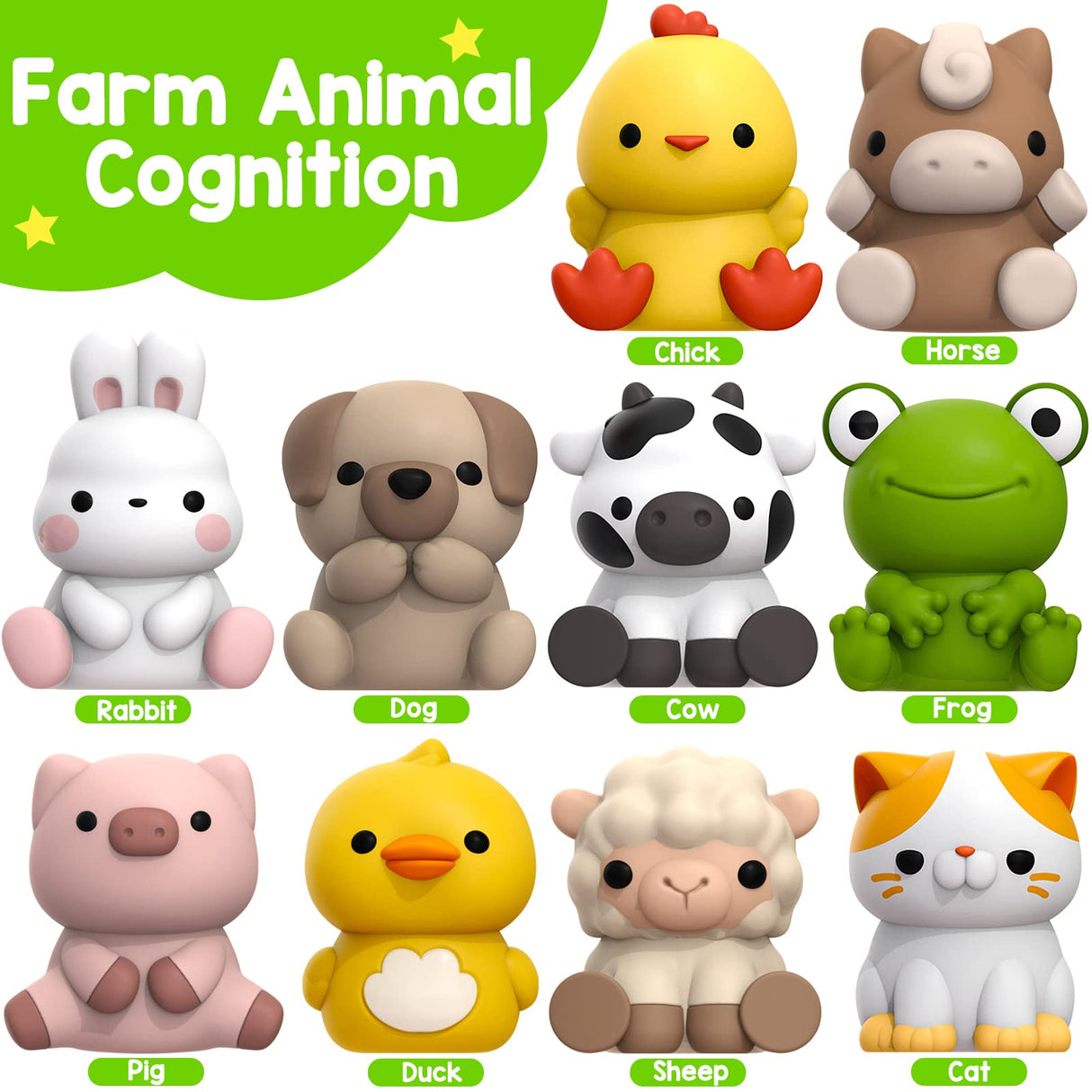 KMUYSL Toys for 1,2,3 Year Old Boys Girls, Farm Animals Toys Playset, Counting Skill, Color Matching, Christmas Birthday Easter Educational Gift for Baby Toddler Boys Girls Age 12-18 Months