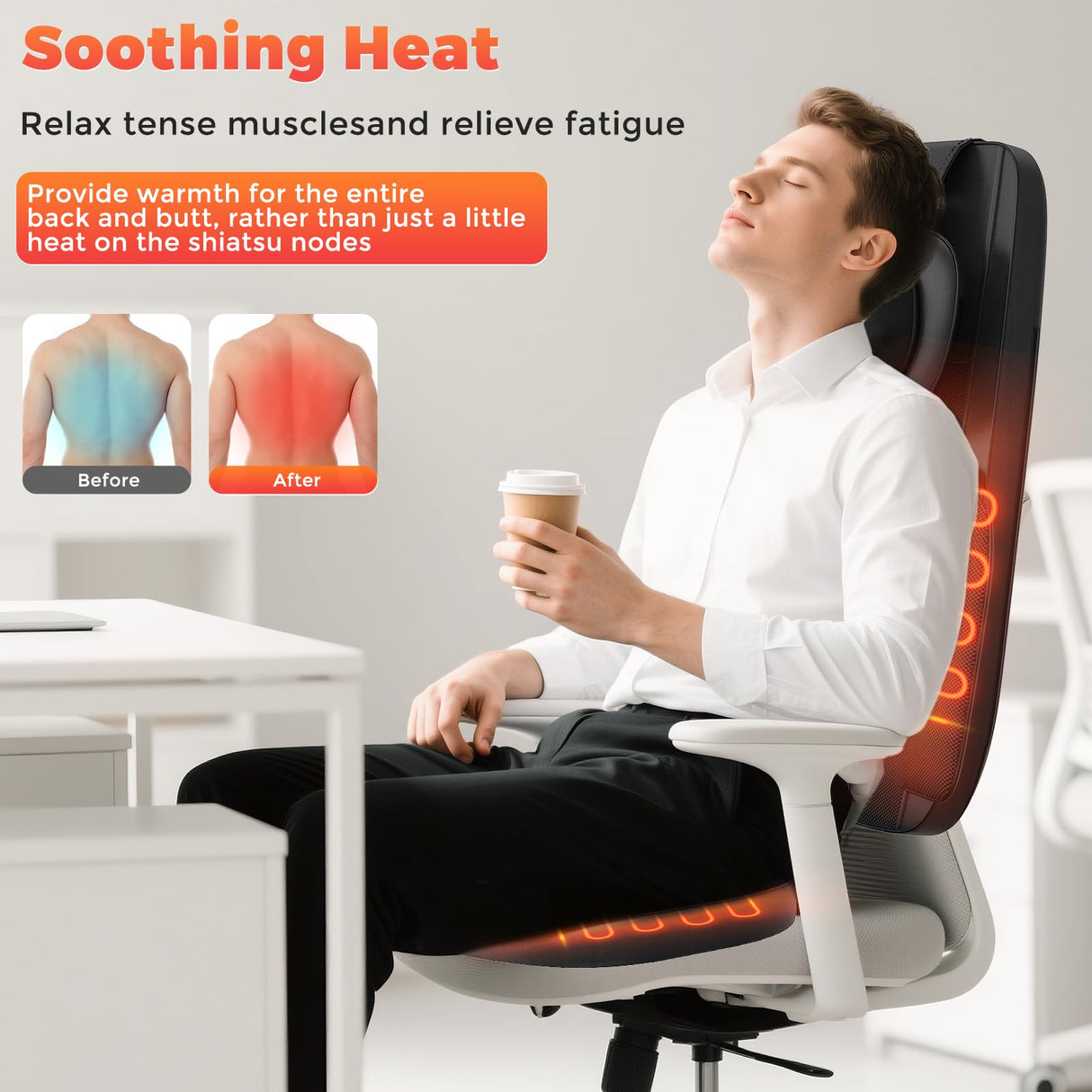 Shiatsu Neck and Back Massager with Heat, 4D Kneading Back Massager for Pain Relief Deep Tissue, Comfortable Back Massage for Chair, Massager for Home Office, Christmas Gifts for Women Men Parents