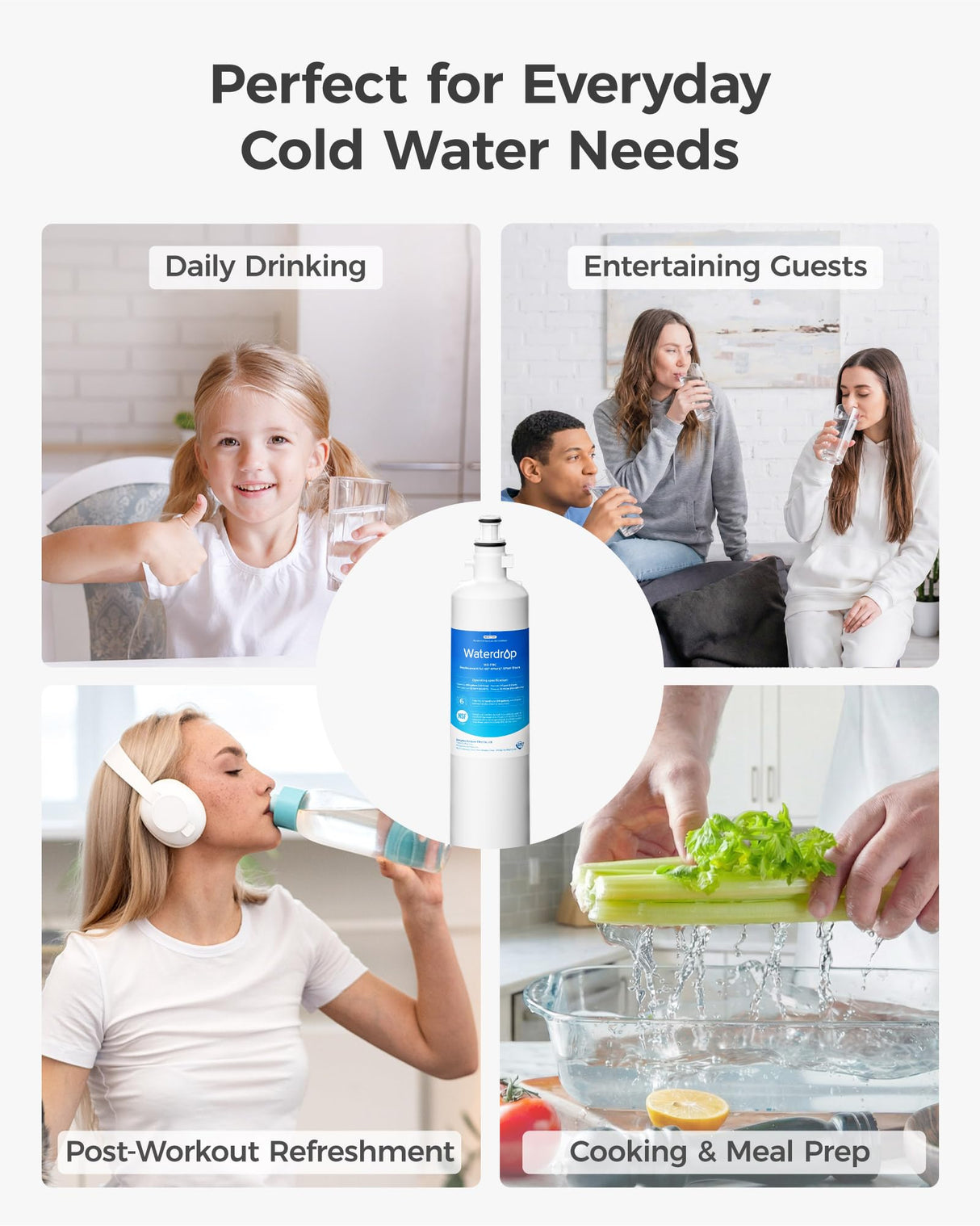 Waterdrop Replacement for GE® RPWFE®, RPWF (Built-in CHIP) Refrigerator Water Filter, Compatible with GFE28GYNFS, GFE28GELDS, PFE28KELDS, PFE28KYNFS, GFD28GELDS, PWE23KELDS, 2 Filters