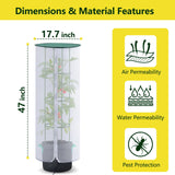 2 Pack 47" Tall Netting for Tomato Cages, Sun Shade Top with Zipper & Drawstring, Pop-Up Mesh Plant Cover (Cage Not Included)