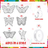 Tioncy 60 Sets Butterfly Suncatchers Kits DIY Window Suncatcher Paint Ornaments Decorations Butterfly Art Suncatchers Crafts Kit for Spring Activities Easter Art Project Party Favors