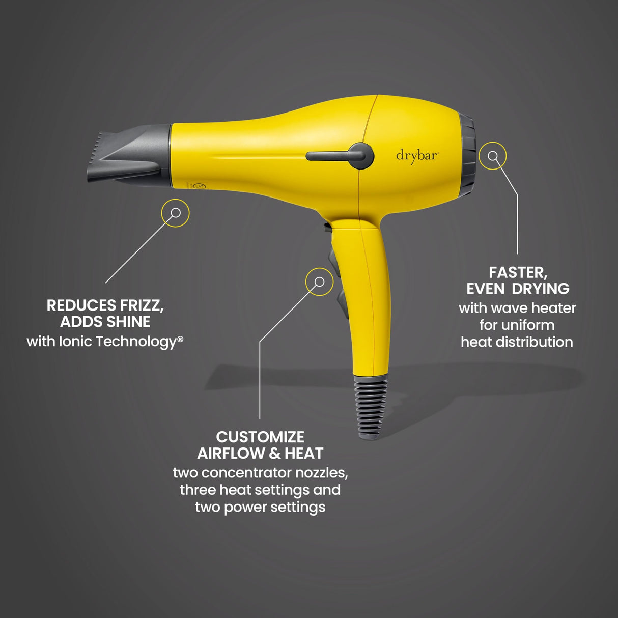 Drybar Buttercup 1875W Blow Dryer | Fast, Even Drying Hair Dryer with Ionic Technology for Smooth, Shiny Blowouts & Reduced Frizz