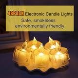 SupBri 48 Pack Flameless Tea Lights - Battery Operated Crystal LED Tealight & Votive Electric Fake Candles for Valentines & Christmas