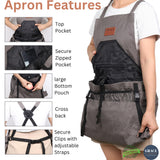 Grace and August Gardening Apron with Pockets for Women & Men - Unique Gardening Gift for Gardeners - Garden Apron 7 Pockets & Internal Drawstring Bag