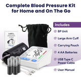 Blood Pressure Monitor for Home Use with Large Upper Arm Cuff - Automatic Talking Pulse and BP Machine with 240 Memory Recalls for 3 Users - Carrying Bag and Batteries Included, Backlit Digital LCD