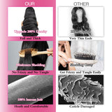 13x6 Lace Front Wigs Human Hair Pre Plucked 200% Density Body Wave HD Lace Front Wigs Human Hair Transparent Frontal Glueless Wigs Virgin Human Hair with Baby Hair for Women Natural Black 30 Inch