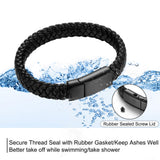 abooxiu Cremation Bracelet for Ashes Leather Urn Bracelet Cremation Jewelry Memorial Bangle Ash Keepsake for Women Men Black