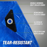 RUGGED RHINO Heavy Duty Waterproof Tarp, 15x15, 2 Pack, UV and Tear Resistant Cover with Reinforced Grommets and Corners, Outdoor Multipurpose Tarps for Camping, Patio, Garden, Car & Roof, 5 Mil, Blue