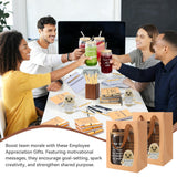 42 Pcs/6 Sets Employee Appreciation Gifts Bulk - Includes 16oz Glass Cups with Bamboo Lid, Positive Crochet, Inspirational Notebooks with Pens, Kraft Paper Gift Bags & Straw - Thank You Gifts for Coworkers, Teachers, Staff & Team