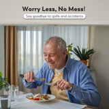 BUNMO Utensils for Elderly, Arthritis, Weak Hand Grip & Handicapped - Convenient Travel Pouch - for Tremors and Parkinsons Patients - Stainless Steel - Eat Independently - Weighted 4 Piece Set