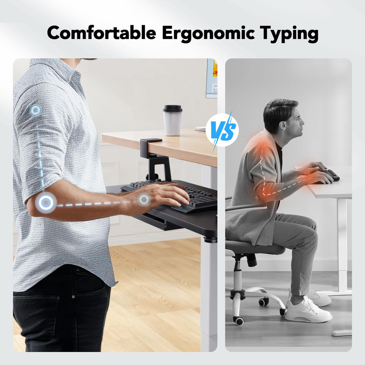 HUANUO Large Under Desk Keyboard Tray with Sturdy C-Clamp Mount, 26 (30.16" Including Clamps) x 12 inch Slide-Out Platform Computer Desk Heavy Duty Keyboard Tray with Storage Drawer for Typing, Black