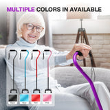 BeneCane Quad Cane Adjustable Walking Cane with Offset Soft Cushioned Handle for Men & Women Lightweight Comfortable with 4-Pronged feet for Extra Stability(Purple)