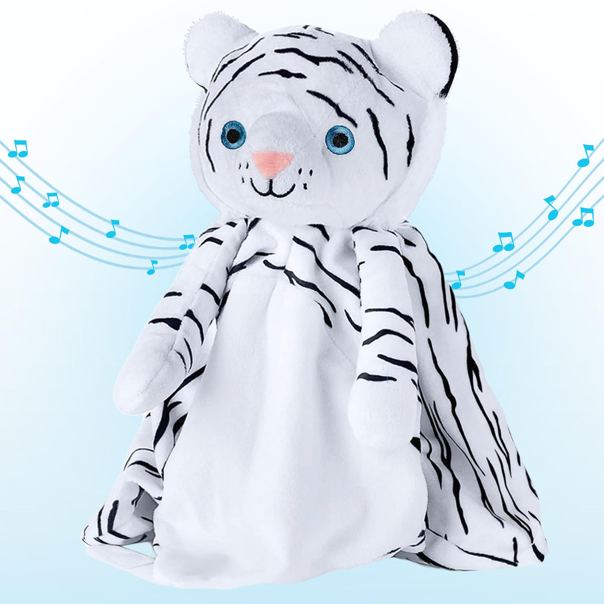 Love By Emi Sleep Soother White Noise with Heartbeat Tiger Plush & Lullaby, 4-in-1 Sound Machine, Security Blanket, Pacifier Holder, Baby Gift Registry Essential for Newborns, Infants & Toddler