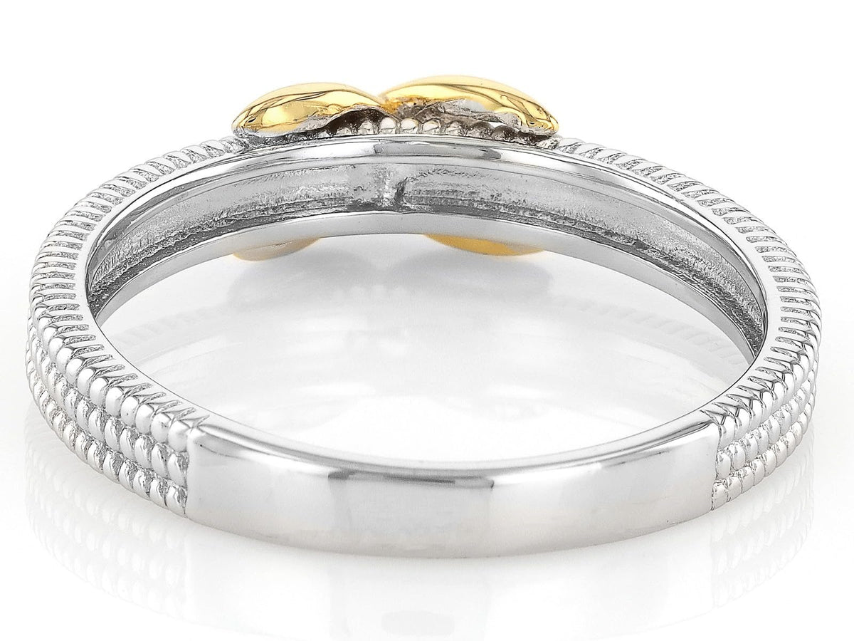 JTV Sterling Silver & 18k Yellow Gold Over Sterling Silver 5mm Polished & Textured Infinity Ring