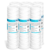 Membrane Solutions 5 Micron 10"x2.5" String Wound Whole House Water Filter Replacement Cartridge Universal Sediment Filters for Well Water - 6 Pack