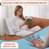 Bedluxe Knee Pillow for Back Sleeping, Leg Pillow Knee Wedge Pillow, Memory Foam Wedge Pillows for Legs Post Surgery, Triangle Pillow for Knee Support, Leg Elevation, Knees Hip Back Pain Relief, White