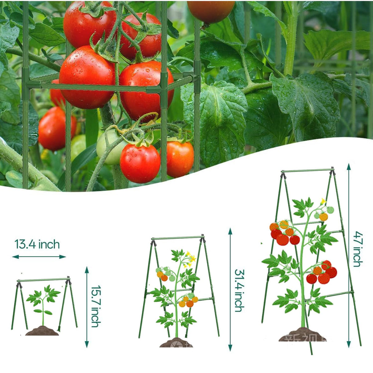 Garden Cucumber Trellis for Climbing Plants Outdoor, 47x16 inch A Frame Cucumber Trellis for Garden Raised Bed, Plant Support for Vegetable Vine Pea Bean, with Netting (Green, 47x16inch)