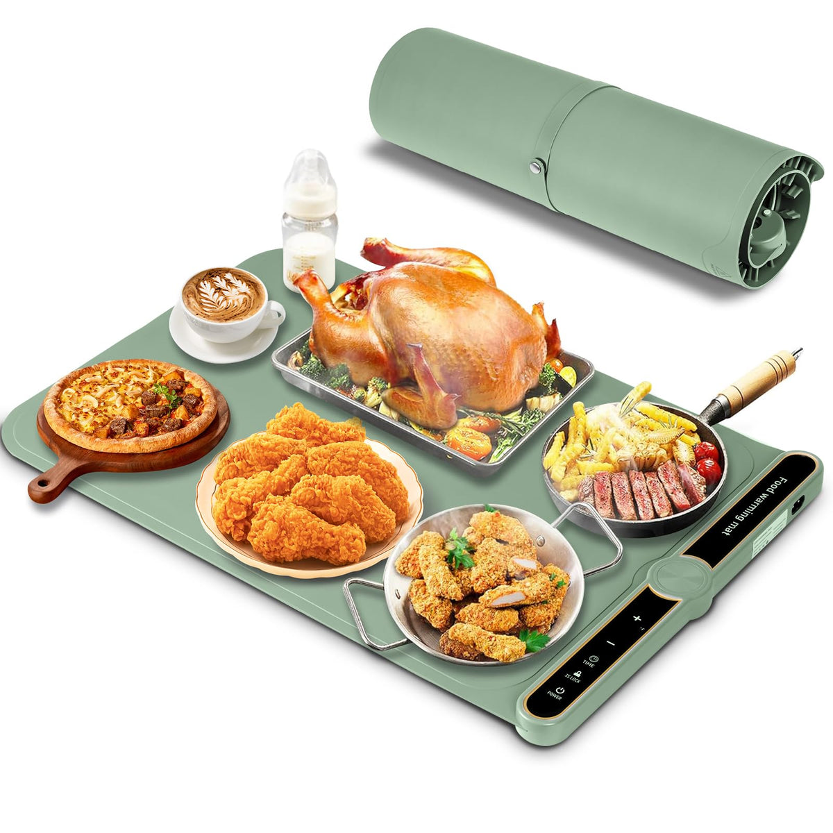 Silicone Warming Mat for Food, Fast Full Surface Heating Electric Warm ...