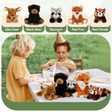 MaoGoLan 8 inch Soft Woodland Animal Toys Stuffed Animals Bulk for Kids - Grizzly Bear Deer Fox Raccoon Red Panda Forest Plushies Set for Girls Theme Party Favors Decorations Gifts Christmas