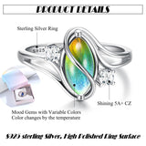 ADRAMATA 925 Sterling Silver Rings for Women Mood Ring Statement Size 9