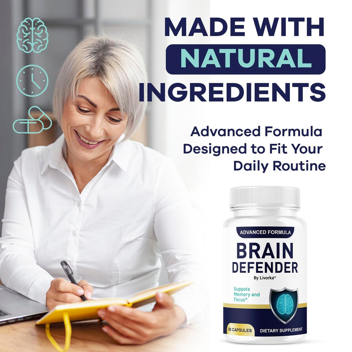 (2 Pack) Brain Defender - Official Brain Defender Supplement Advanced Pills, Natural Brain Defender Brain and Memory Support, Brain Defender Health & Wellness Multivitamin, 120 Capsules for 2 Months