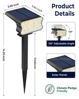 HGGH Solar Lights Outdoor Waterproof IP67, 60 LED 3 Lighting Modes Solar Spot Lights Outdoor for Yard Garden Pathway Landscape, Auto On/Off, Function 2 in 1(Warm White, 4 Pack)