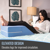 DMI Leg Wedge Pillow for Back Pain Relief (FSA Eligible) | High-Density Foam | Bed Wedge Pillow For Legs Elevation | Knee Pain, Post Surgery Pillow | Circulation and Swelling | Pregnancy | Blue