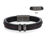 Personalized Custom Name Bracelets for Men - Mens Leather Bracelet with 2-5 Kids Names Customized Gifts for Dad Husband Son (2 names)
