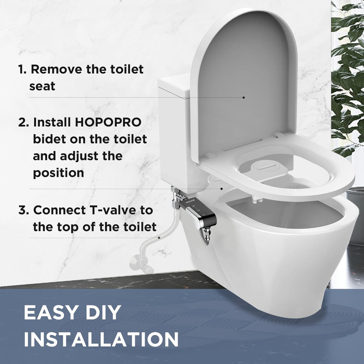 HOPOPRO Toilet Bidet Tank Replacement Cover, Bidet Ultra-Slim Dual Nozzle (Feminine/Rear Wash), Fresh Cold Water Sprayer Toilet Tank Seat for Existing Toilets with Pressure Control, Black