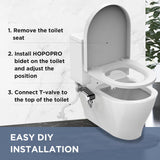 HOPOPRO Toilet Bidet Tank Replacement Cover, Bidet Ultra-Slim Dual Nozzle (Feminine/Rear Wash), Fresh Cold Water Sprayer Toilet Tank Seat for Existing Toilets with Pressure Control, Black
