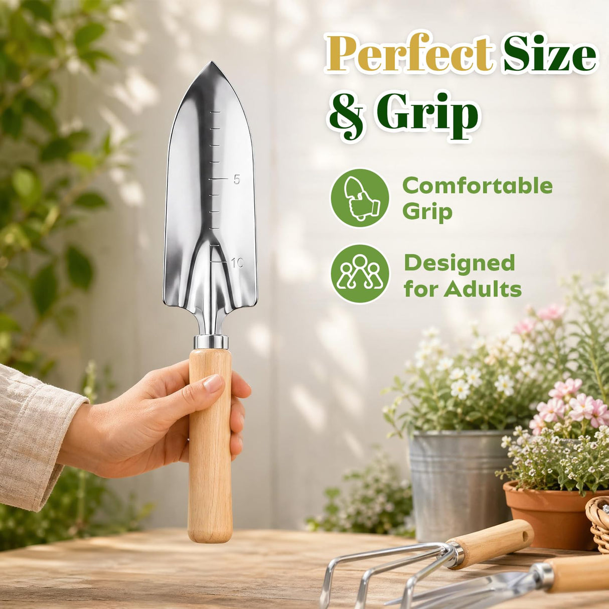 Gardening Tool Set, 9-Piece Heavy Duty with Durable Tote Bag, Ergonomic Rust-Resistant Garden Tools, Ideal Gardening Kit Gifts for Women, Gardener, Beginning Gardener