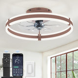ZMISHIBO Ceiling Fans with Lights and Remote, 19.7'' Low Profile Ceiling Fan, 3000-6000K Dimmable Modern Flush Mount LED Fan Light, 6 Wind Speeds, Brown Fandelier Ceiling Fans for Bedroom