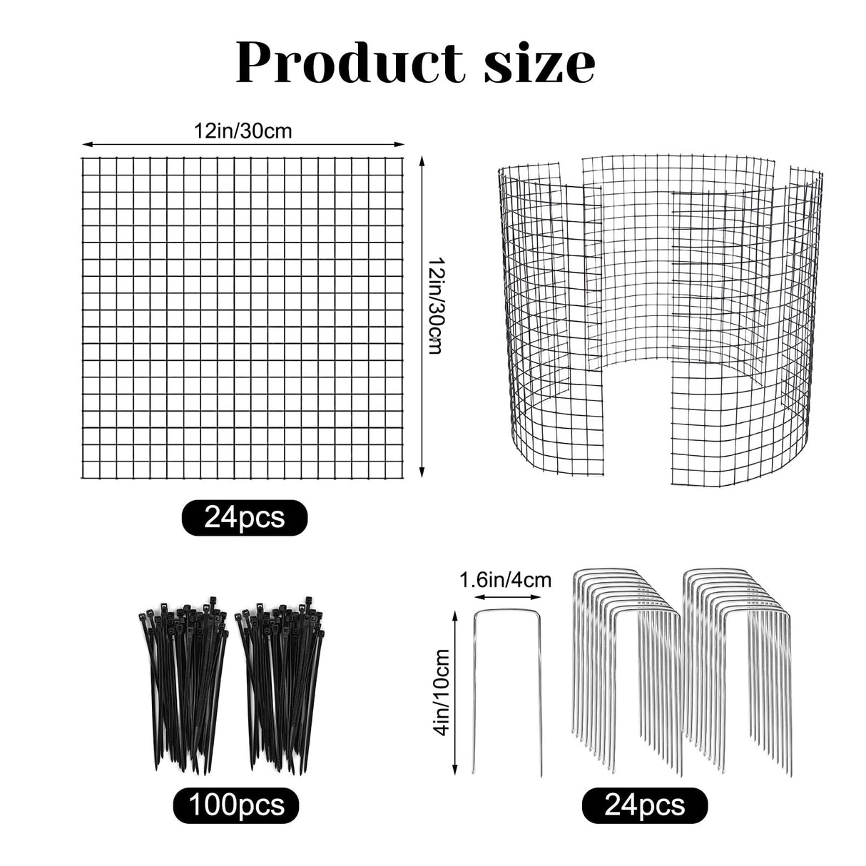 24 PCS Round Plant Protector from Animals, 8 Pack 12'' x 12'' Metal Plant Cages，24Pcs Metal Mesh to Keep Animals Out, Garden Protection Bunny Barricades, Wire Plant Protectors for Rabbits Chicken Duck