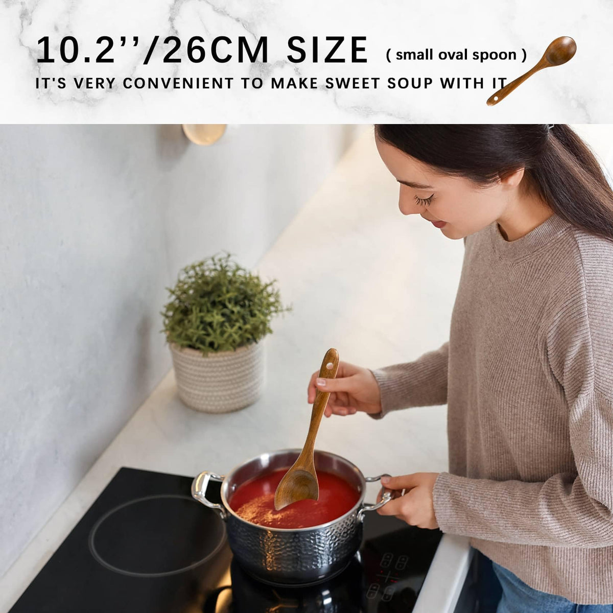 Hefild Wooden Spoons for Cooking, 10-Piece Acacia Wood Cooking Utensil Set