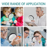 Large Magnifying Glass with 37 LED Light, 10X 20X 45X Handheld Illuminated Lighted Magnifier with 3 Light Modes Rechargeable Magnifying Glass for Seniors Reading, Inspection (Black & White)