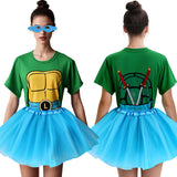 FONYFA for TMNT Costume Set, Halloween Tutu Skirts Women Shirt for TMNT Costume for Funny Halloween Christmas