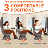 KNTNK Airplane Foot Hammock, Wide Airplane Foot Rest with Bamboo Board Support, Portable Travel Footrest Essentials, Adjustable Foot Hammock for Long Flight, Foldable & Compact for Easy Storage