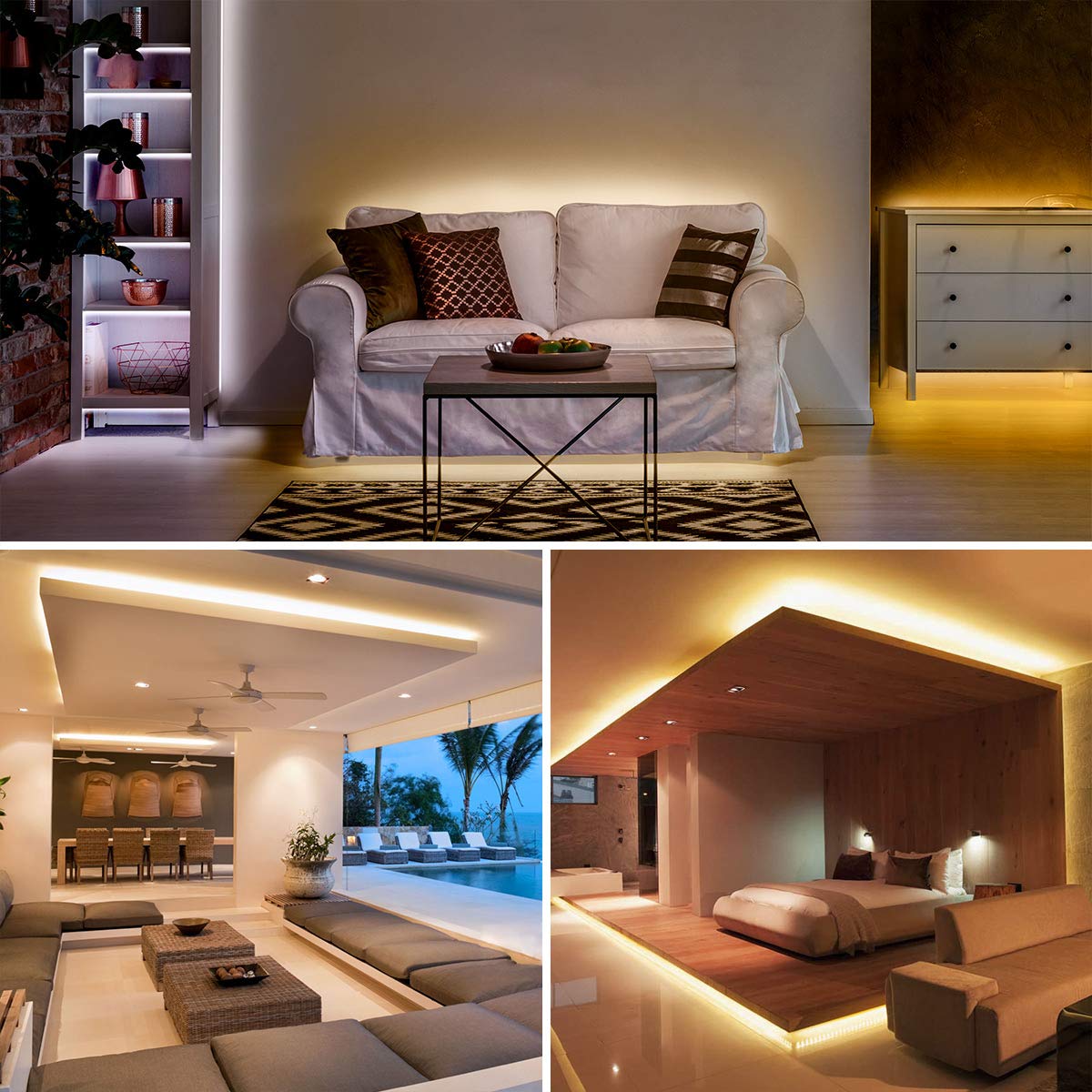 Lepro LED Tunable White Strip Light, Warm to Cool White,32.8ft Dimmable Bright LED Tape Lights, 600 LEDs 2835, Strong 3M Adhesive, Not Cuttable, Suitable for Christmas Decorations, Home, Bedroom