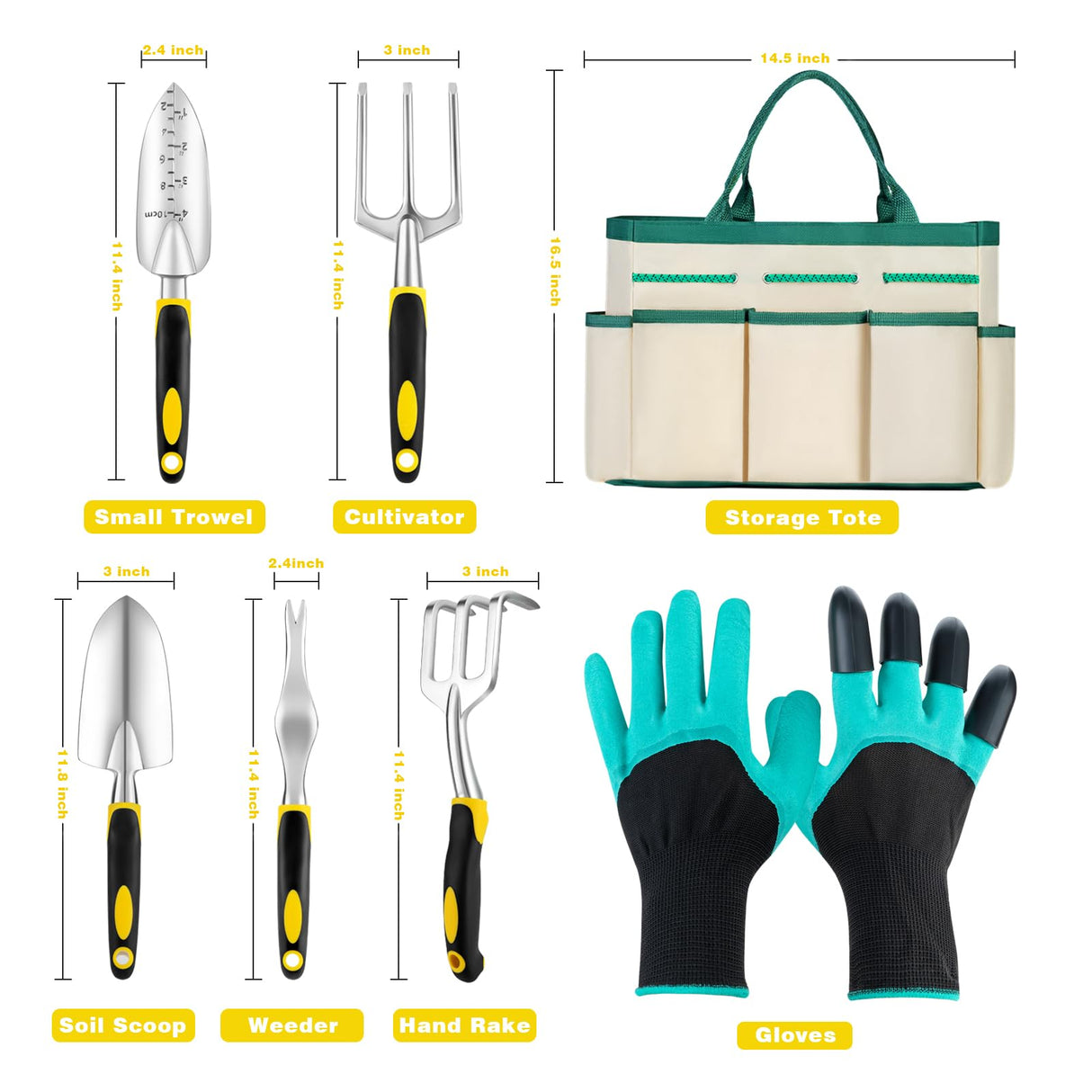 Garden Tools, Gardening Tools, Gardening Hand Tools 7-piece, Yellow