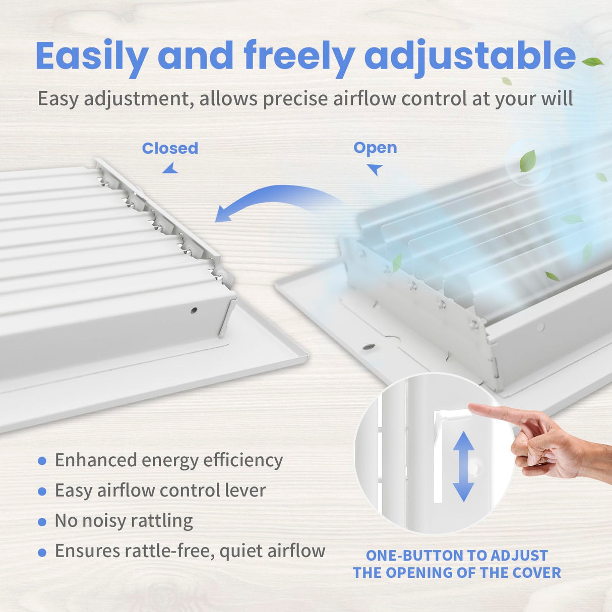 12 x 4 Inch [Duct Opening] Air Vent Covers for Wall or Ceiling - High Airflow 2 Way Steel Ventilation - Adjustable Wall/Ceiling Register, 13-3/4 Inch x 5-3/4 Inch [Overall Dimensions]