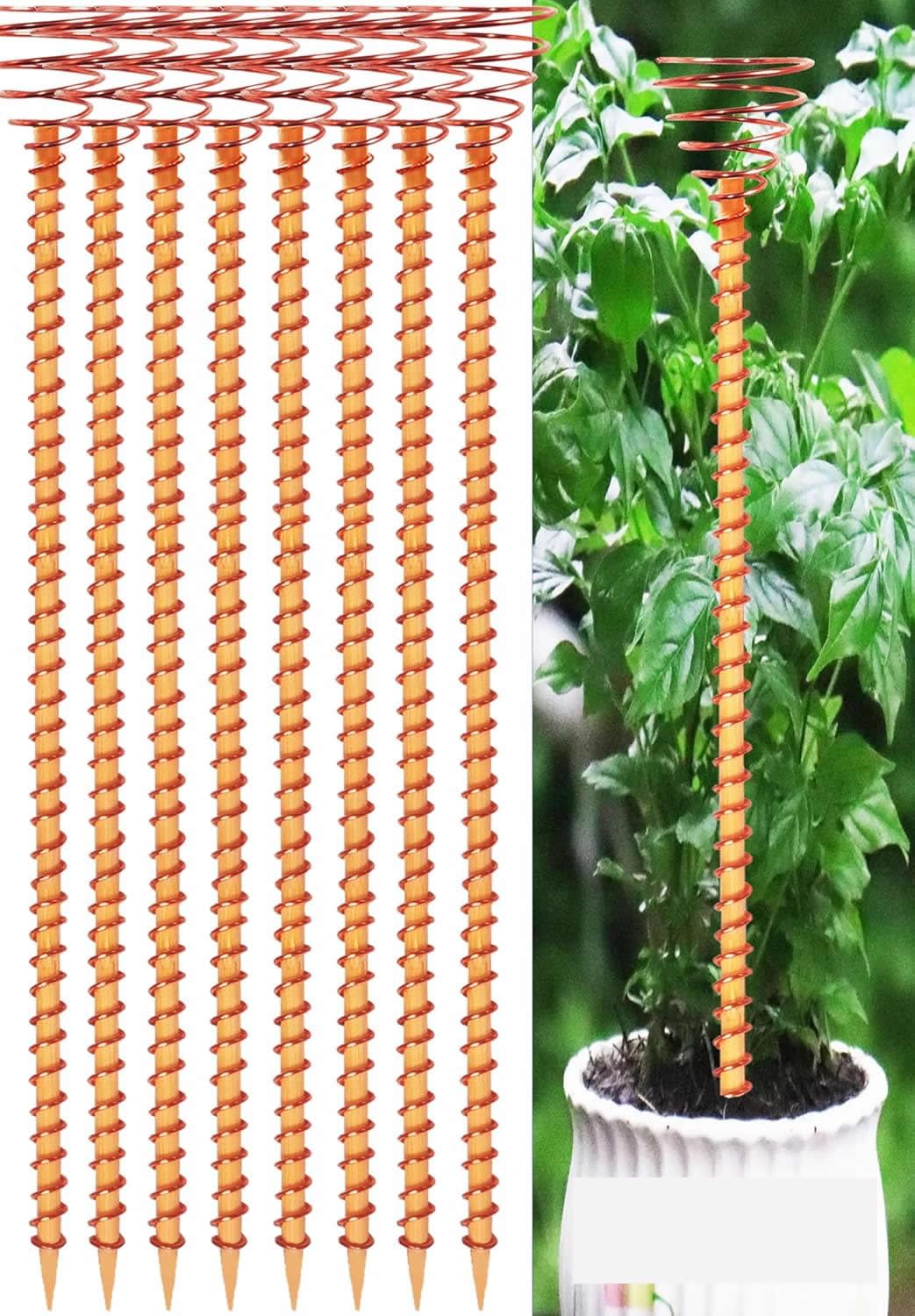 8 Pack 15" Electroculture Copper Gardening Antenna, Copperwire for Gardening, Garden Plant Stakes, Pure Coppers Rods for Garden, Electro Culture Coppers Coils Tools, Pyramid Tensor Rings Copper Kit