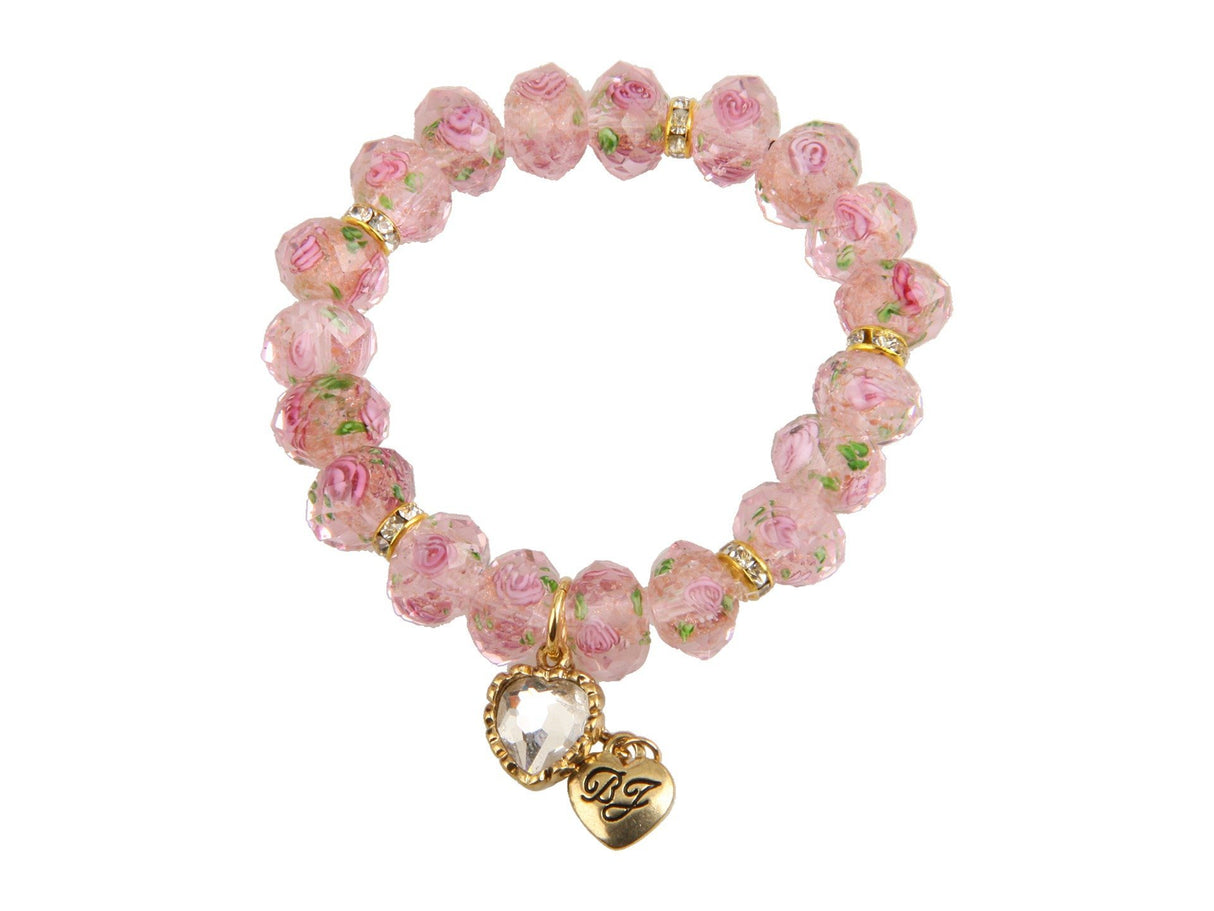 Betsey Johnson Tzarina Pink Beads Stretch Bracelet Pink One Size