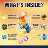 9-in-1 Magnesium Glycinate 500mg + Vitamin D3 5000 IU & K2 Complex - High Absorption - Healthy Stress, Sleep, Muscle Function, Bone Health & Energy Supports | Non-GMO, Gluten-Free 120 Softgels