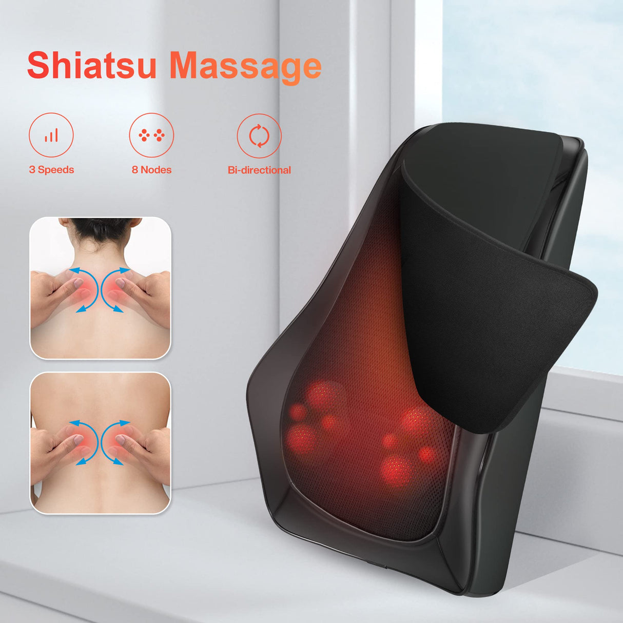 COMFIER Back Massager with Heat,3D Deep Kneading Shiatsu Neck and Back Massager with Vibration & Heat, Neck Back Massage Pillow as Gift for Women Men-Home Office Use