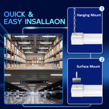 hykolity 2 Pack 4FT Linkable LED Shop Light for Garage, 4400lm, 4FT 42W Utility Light Fixture, 5000K Daylight LED Workbench Light with Plug, Hanging or Surface Mount, White - ETL