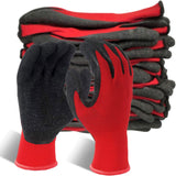 Evridwear Crinkle Latex Rubber Hand Coated Safety Work Gloves for Men Women General Multi Use Construction Warehouse Gardening Assembly Landscaping,Red Small 12 Pairs Pack