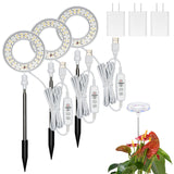 RODINTO Plant Lights for Indoor Growing, Full Spectrum Grow Light with 48 LEDs, 5 Dimmable Levels Super Bright Halo Grow Lights, with Automatic Timer, Height Adjustable 7"-17", Pack of 3